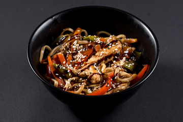 noodles with chicken and peppers - Japanese cuisine