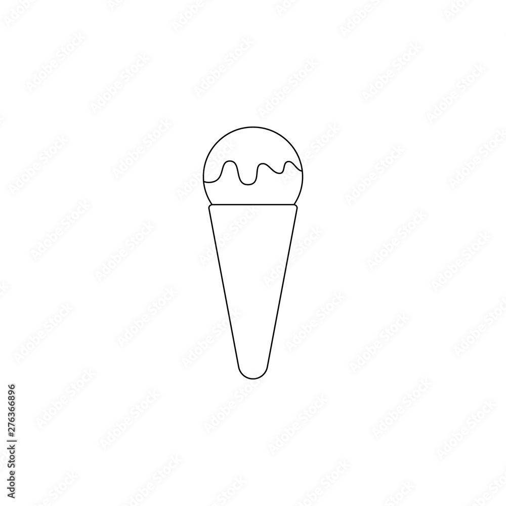 Poster ice-cream in a horn flat icon. element of summer for mobile concept and web apps icon. outline, thin