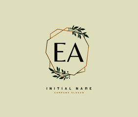 A A Beauty vector initial logo, handwriting logo of initial signature, wedding, fashion, jewerly, boutique, floral and botanical with creative template for any company or business.