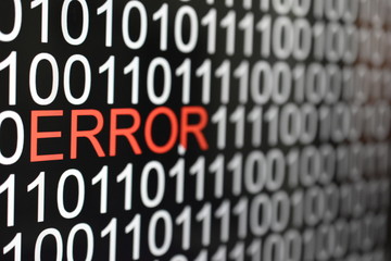 The binary code number background with ERROR word in red color