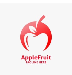 Apple fruit circle logo design