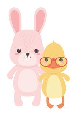 Obraz na płótnie Canvas Rabbit and duck cartoon design