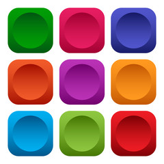 Colorful set of square push buttons. Vector illustration