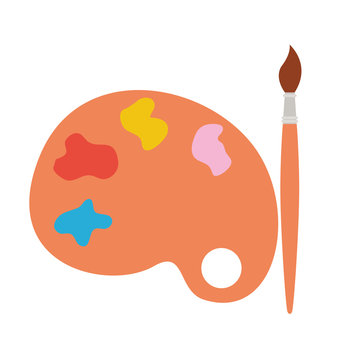 Paint Pallete And Brush Isolated Icon