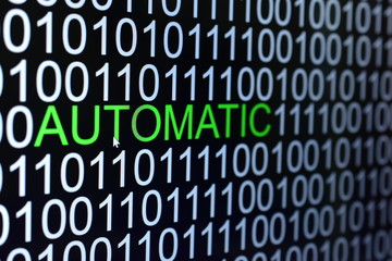 the binary code number  background with automatic word green color