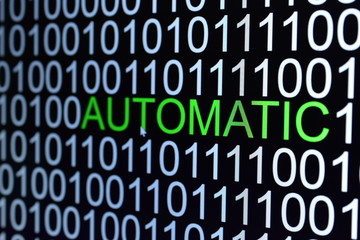the binary code number  background with automatic word green color