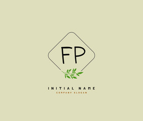 F P FP Beauty vector initial logo, handwriting logo of initial signature, wedding, fashion, jewerly, boutique, floral and botanical with creative template for any company or business.