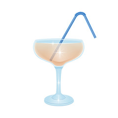 The tropical cocktail with the salt shaker on white background, cocktail glass, vector illustration