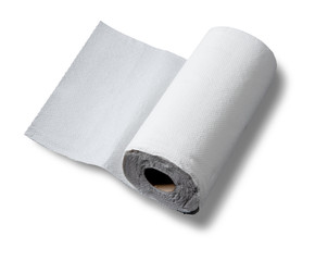 White tissue paper towel roll isolated on white