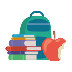 handbag school with notebooks on white background