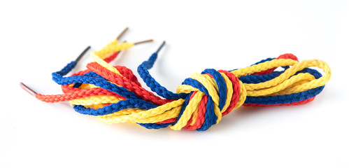 Colorful ropes isolated on white background