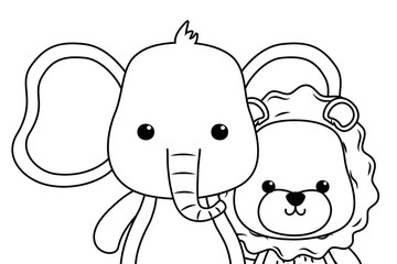 Elephant and lion cartoon design