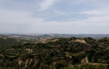 Fototapeta na wymiar Panoramic view of landscape by the Tursi in Basilicata region, Italy