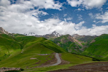beautiful panoramas of the mountains against the sky and clouds