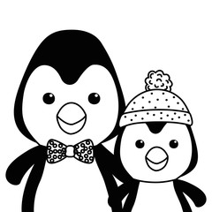 Couple of penguins cartoons design