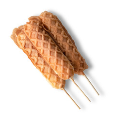 Waffles stick isolated on white background,Hot Dog Waffles
