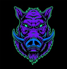 Vintage colorful serious boar head