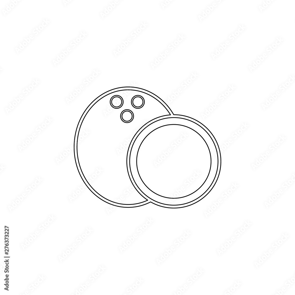 Poster coconut colored icon. element of fruit for mobile concept and web apps icon. outline, thin line icon