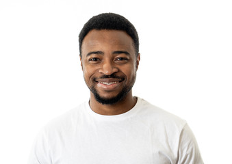 Close up portrait of smiling and laughing attractive man in happy face human emotion and expression