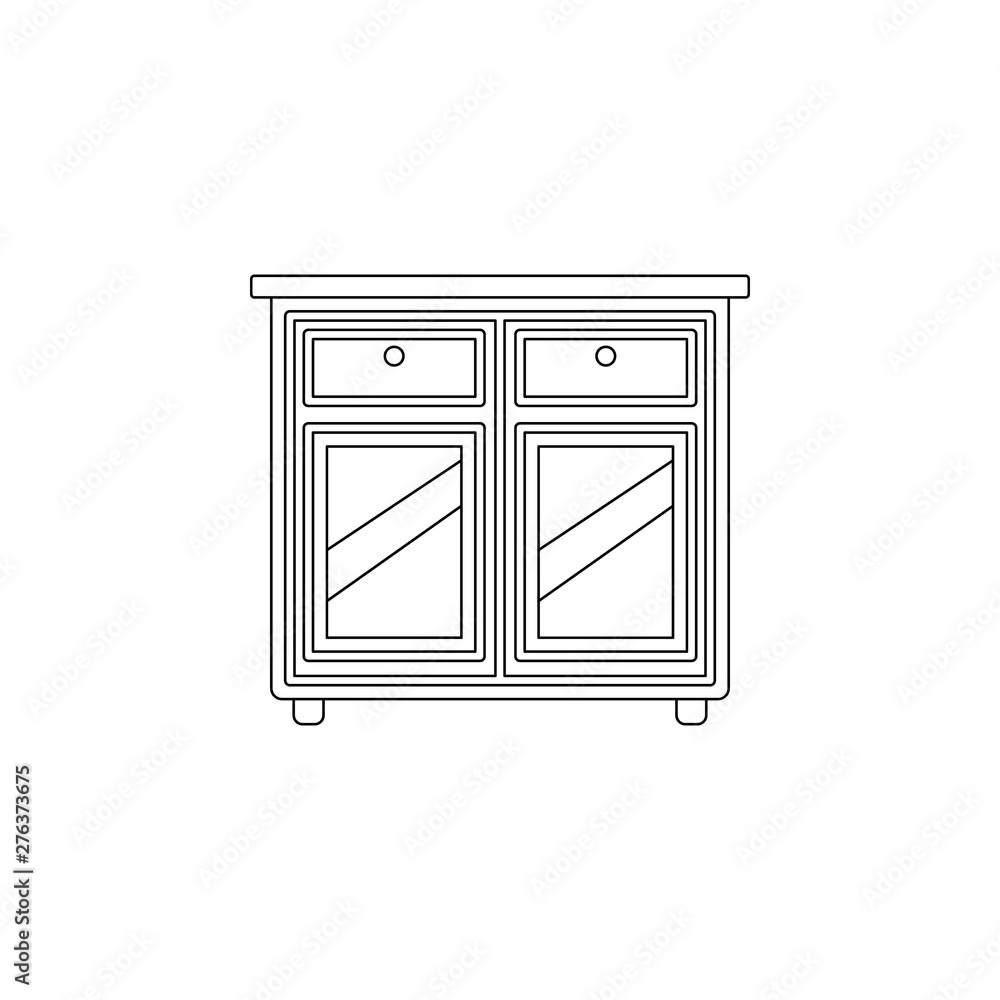 Aufkleber chest of drawers flat icon. element of furniture for mobile concept and web apps icon. outline, thin