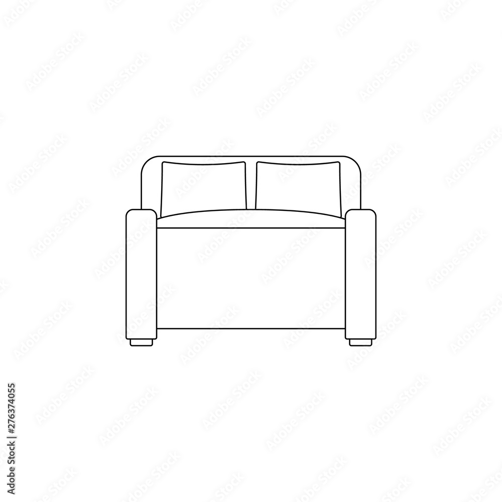 Aufkleber double bed flat icon. element of furniture for mobile concept and web apps icon. outline, thin line 