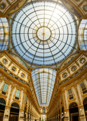 Galleria Vittorio Emanuele II interior in Milan city, Italy