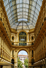 Naklejka premium Galleria Vittorio Emanuele II interior in Milan city, Italy