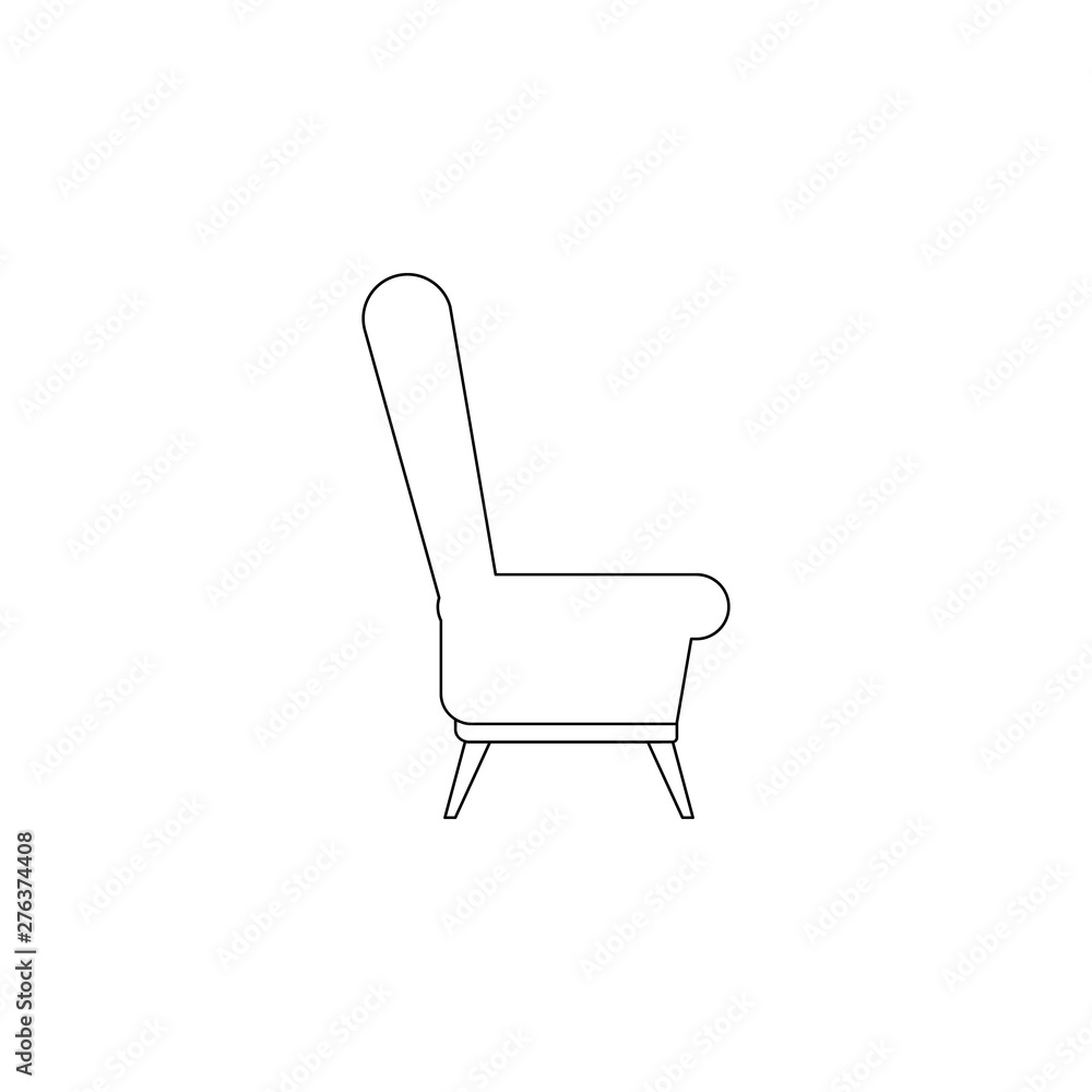 Poster armchair with side flat icon. element of furniture for mobile concept and web apps icon. outline, th