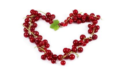 Berry Red Currant In The Shape Of A Heart Isolated On White Background