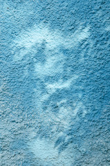 Shadow of the leaves on a blue wall. - Image