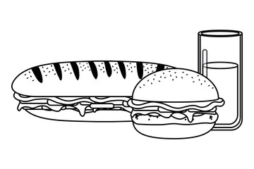 Isolated sandwich hamburger and glass design