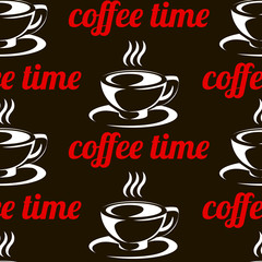 Coffee pattern design with decorate text.