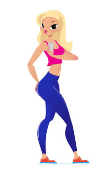 Cartoon girl character design for yoga and dym poster design.