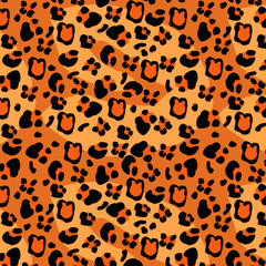 Fototapeta na wymiar cat leopard fur coat natural imitation pattern seamless illustration