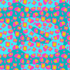 abstract leopard multicolor pink blue seamless pattern illustration 