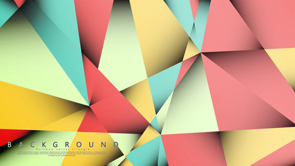 Obraz premium Vector Background of the Mosaic Triangle with a combination of pastel blue, red and yellow. Geometric illustration style with gradients and transparency.