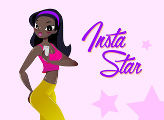 Cartoon girl character design for yoga and dym poster design.