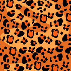 Naklejka na ściany i meble cat leopard imitation pelt illustration natural seamless pattern orange
