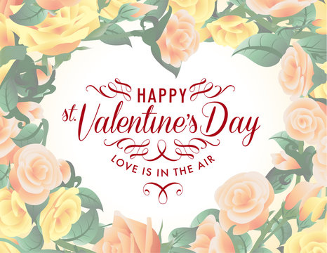 St.Valentine's day holiday poster with calligraphy letters and heart shape.