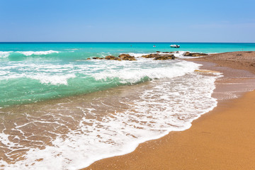 Beautiful beach scenery on Turkish Riviera near Side