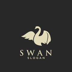 flat luxury swan logo icon design vector illustration
