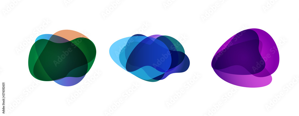 Aufkleber deep colored abstract design elements set. dynamical colored forms and lines. flowing liquid shapes 