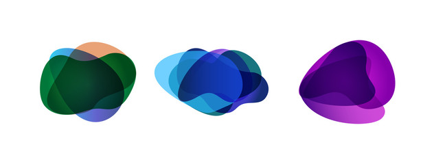 Deep colored abstract design elements set. Dynamical colored forms and lines. Flowing liquid shapes banners. Template for design of logo, flyer, presentation, vector illustration