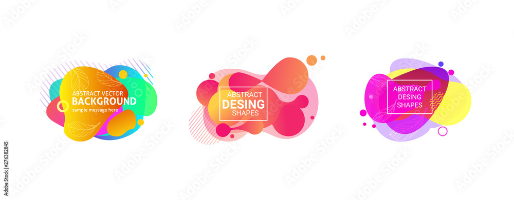 Aufkleber multicolored geometric abstract elements set. dynamical colored forms and lines. flowing liquid shap