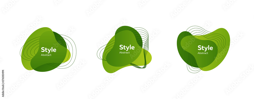 Poster set of abstract modern green graphic elements. dynamic colored forms and line. gradient abstract ban