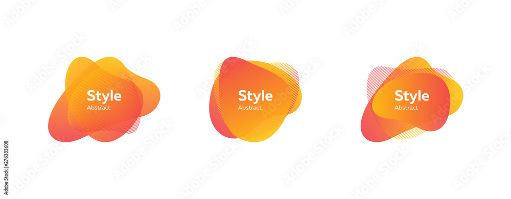 Fototapete set of abstract modern orange shapes with sample text. dynamical colored forms and line. gradient ab