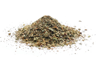 Basil dried spice isolated on white background