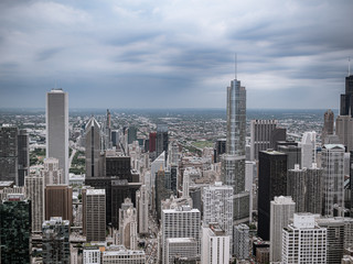 Obraz na płótnie Canvas Aerial view over Chicago on a cloudy day - travel photography