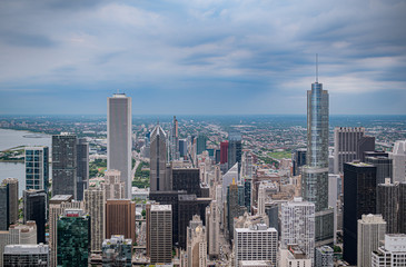 Obraz na płótnie Canvas High Rise buildings of Chicago - aerial view - travel photography