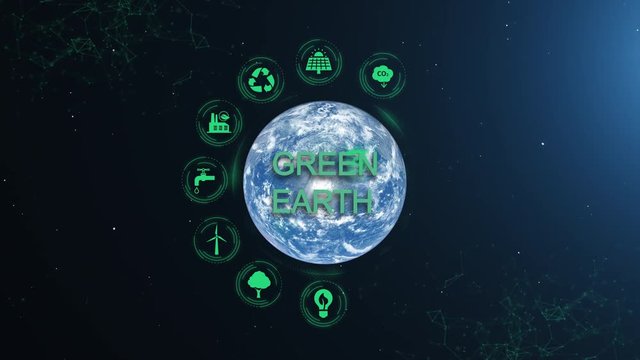 Earth Green Energy Infographics Full Orb Day Green Icons